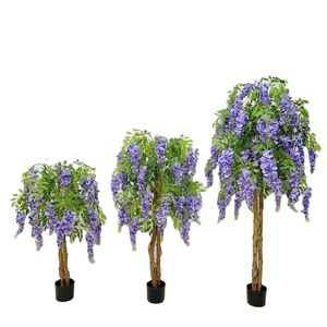 Árbol de glicina artificial de 5 pies, árbol falso alto con maceta Base de cemento, decoración de plantas de suelo falso para plantas de interior y exterior - Product Image 1
