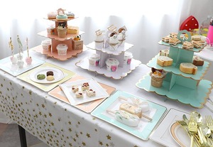 Estante desechable de tres capas para pasteles, decoraciones de cumpleaños, exhibición de postres, bandeja Dim Sum, mesa, vajilla de fiesta, decoraciones de mesa - Product Image 6