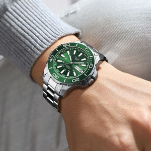 Reloj Automático Deportivo de Negocios para Hombre 2595, Aleación de Acero Inoxidable, Correa de 20 mm, Cristal, Manecillas Luminosas, Estilo Antiguo, Cronógrafo - Product Image 3