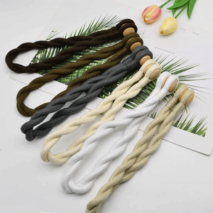 Handmade Boho Rope Curtain Tieback Modern Twist Rope <strong>Tie</strong> <strong>Backs</strong> with Wooden Button Decorative Window Holdbacks for Bedroom - Product Image 1