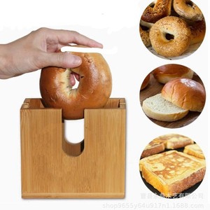 Bamboo Bread Slicing Box Wooden <b>Bagel</b> <b>Cutter</b> With Pull Out Bottom Storage For Baking Pastry Tools - Product Image 4
