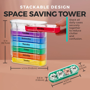Colorful Weekly <b>Storage</b> <b>Box</b> Four Times a Day Pill Organizer with <b>Stackable</b> Compartments PP Medicine <b>Box</b> - Product Image 4