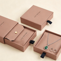Boîte à bijoux en papier avec logo personnalisé et pochette en velours, emballage cadeau recyclable de qualité supérieure pour boucles d'oreilles, bracelet et collier