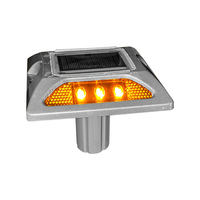 Marqueur de chaussée solaire à LED lumineuse active et réfléchissant passif, en aluminium moulé sous pression, étanche IP68, avec pointe