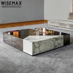 WISEMAX FURNITURE Hotel lobby decor center table customized living room splicing desktop luxury metal marble coffee table