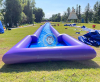 Toboggan gonflable géant Pool Party N avec piscine toboggan commercial violet pour adultes toboggan aquatique personnalisé à vendre