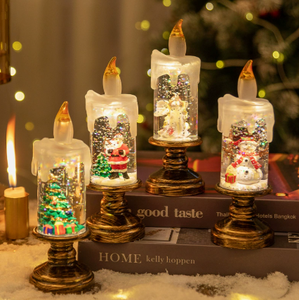 Decoraciones navideñas: velas, luces, bolas de cristal, Papá Noel, muñeco de nieve, luz nocturna brillante con base de vela - Product Image 2