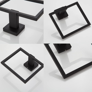YOHAN Porte-serviettes mural carré en acier inoxydable brossé argent mat noir pour salle <span class=keywords><strong>de</strong></span> bain - Product Image 6