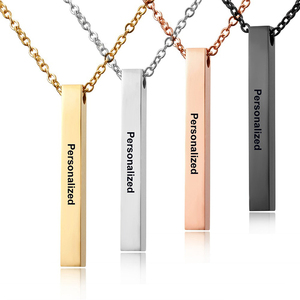 Personnalisé Nom Imprimé Or 18K Acier inoxydable Collier Fashion T-Shape Slim Blank Vertical Pendentif Collier - Product Image 2