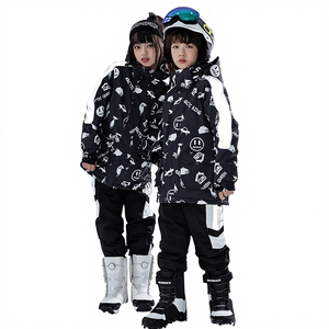 Conjunto de Traje de Esquí Unisex para Niños, para Niños y Niñas, Invierno, Exterior, Cortavientos, Impermeable, Cálido, Grueso, 100% Poliéster, para Esquiar - Product Image 1