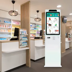 Fabrika toptan 23.6/32 ''büyük kiosk kart okuyucu qr ekran barkod tarayıcı self servis ödeme kiosk eczane hastane