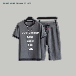 Completo Estivo da Uomo con T-Shirt a Maniche Corte e <span class=keywords><strong>Pantaloncini</strong></span>, <span class=keywords><strong>Tuta</strong></span> Sportiva Casual Traspirante e Rinfrescante in Maglia - Product Image 1