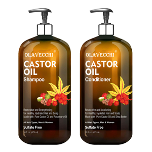 Ensemble Shampooing et Après-Shampooing Crème à l'Huile de Ricin Anti-Pelliculaire Marque Blanche – Restaurateur, Nourrissant, Fortifiant, Sans Sulfate, Unisexe - Product Image 1