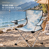 Chaise de camping en gros pour événements en plein air avec porte-gobelet latéral et logo et motif personnalisés pour la détente en bord de lac