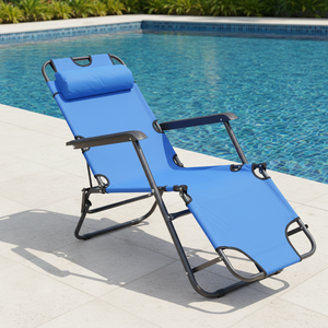 Chaise de <span class=keywords><strong>plage</strong></span> pliable confortable - Tissu Oxford, structure métallique, légère, portable, pour la pêche, le camping et les activités de plein air - Product Image 5