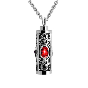 Paslanmaz çelik silindirik kristal Urn kolye <span class=keywords><strong>Birthstone</strong></span> anıt kolye kremasyon kül kül mücevherat - Product Image 4