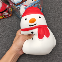 Jumbo 18cm Bonhomme de Neige de Noël Squishy, Jouet Sensoriel Anti-Stress à Remontée Lente en TPR, 2 Couleurs, Vente en Gros