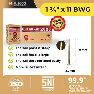 Ancres à clous durables de 1,75 pouce, plaquées zinc doré, à tête concave, pour la construction de hangars et de clôtures - Product Image 2