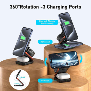 Top Ranking ajustable 2W 3W 10W 15W 3 en 1 soporte de <span class=keywords><strong>carga</strong></span> inalámbrico para <span class=keywords><strong>iPhone</strong></span>, iwatch y airpods - Product Image 2