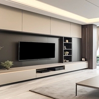 Mueble Flotante Moderno para TV con Luces LED, Diseño en Aglomerado, Disponible para Pedidos al por Mayor, Proveedor Profesional, para Sala de Estar