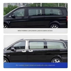 Bandes de garniture autocollantes en acier inoxydable pour fenêtres et portes, Mercedes-Benz Classe V V260/V300 2016-2025, modification brillante - Product Image 2