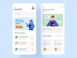 Interfaz de aplicación de educación en línea visualizada en teléfono inteligente con fondo de computadora portátil para fines de aprendizaje y enseñanza - Product Image 5