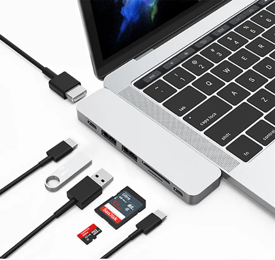 Thunderbolt 3 Superspeed USB-C Aluminium Mini Dock voor Macbook Pro