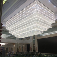 Lustre rectangulaire en cristal de luxe pour salle de banquet, hall d'hôtel, éclairage de plafond