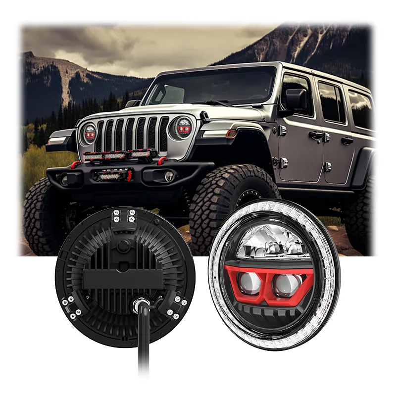 Grootlicht 5/7 Inch Ronde Led Koplamp Voor Jeep Wrangler Harley Offroad Auto Waterdichte Led Koplamp Met Drl