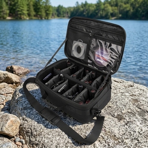Borsa Protettiva per Mulinelli da Pesca con Coperchio e Tasca con Cerniera, Portatile <span class=keywords><strong>a</strong></span> Tracolla, Contiene fino <span class=keywords><strong>a</strong></span> 10 Mulinelli - Product Image 4