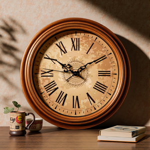 <span class=keywords><strong>Horloge</strong></span> murale en plastique rétro OEM/ODM vintage de 12 pouces corps en plastique à quartz avec logo personnalisé pour la décoration de la maison et l'aspect antique - Product Image 1