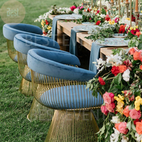 Chaise d'extérieur moderne en forme de cage à oiseaux avec structure en acier inoxydable doré pour mariage