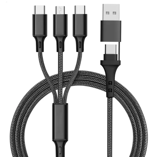 Custom Logo Universal 2.8A 4 in 1 3 in 2 Multi Nylon Type-C Fast Charging USB Cable for iPhone for & Computer