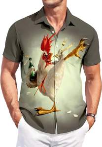 Lässige Sommer Popel ine Hawaii hemd für Herren Lustige bedruckte Button Down für Beach Party BBQ Anti-Pilling Cartoon-Muster - Product Image 3