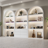 Vitrina Moderna y Elegante para Exhibición de Productos de Uñas, Zapatos y Bolsos, para Salones, Dormitorios y Uso en Hoteles, con Panel, Gabinete e Iluminación