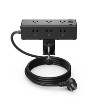 Multiprise de bureau à fixation plate avec ports USB-C PD 20W à charge rapide, en alliage d'aluminium, pour montage sur bord de table, prise blanche