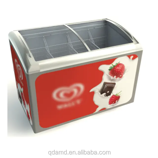 Wholesale commercial glass door freezer with 5 ice cream basket