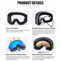 Masque de ski sans monture, protection CE UV400, OEM, anti-buée magnétique, verres polarisés double couche, monture PC, lunettes de neige