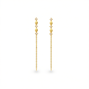 Orecchini Pendenti E1673 in Oro per Donna, Design Classico Geometrico con Zirconi, Gioielli in Lega per Feste - Product Image 1