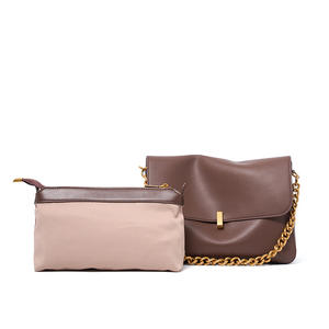 Women's Flip-on Genuine Leather Satchel Bag Luxury Twist <b>Lock</b> Designer Shoulder Bag with a Chain Decoration Charm Ready to Ship - Product Image 3