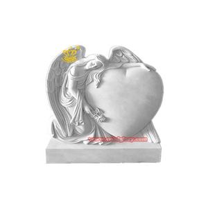 Mezarlık mermer melek heykeli zarif taş el sanatları sanat heykel mezar taşı anıtı üzerinde oturan kalıcı hatırlama için tasarım - Product Image 3
