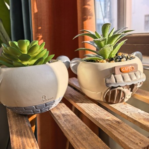 Maceta para Suculentas ROOGO con Figura Decorativa de Tienda, Decoración Kawaii, Regalo Popular para Amantes de las Plantas - Product Image 3