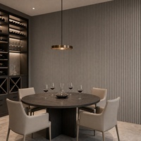 Panneau mural rainuré WPC WYRAX en bois gris pour décoration murale intérieure de bureau moderne