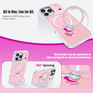 <span class=keywords><strong>Coque</strong></span> transparente anti-chute avec support rotatif magnétique en titane pour iPhone 18 Pro Max, 17 Pro et 16 Plus – Nouveauté - Product Image 4