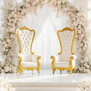 Silla de Boda de Estilo Europeo con Respaldo Alto de Madera Maciza Trono del Rey Duradero para Eventos Banquetes Hoteles Restaurantes o Salas de Estar - Product Image 1