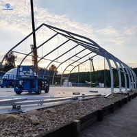 Grande Tente de Réception Extérieure Imperméable en PVC Blanc ou Transparent avec Structure en Aluminium Noir pour 300 Personnes, Idéale pour Événements, Fêtes, Mariages, Expositions, Églises
