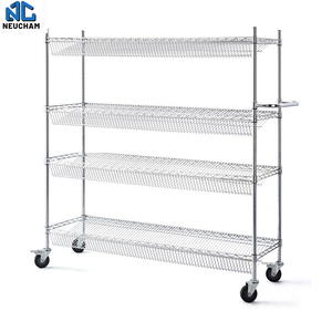 Carrello Organizzatore Elettronico Commerciale per Magazzino, Portata 250kg/ripiano, <span class=keywords><strong>con</strong></span> Ripiani Inclinati e Ruote per Trasporto e Stoccaggio - Product Image 4