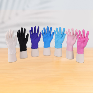 Food Service Cleaning Latex Free 3Mil Black Blue Nitrile <b>Textured</b> Fingertips <b>Powder</b>-Free Silicone-Free Customizable Gloves - Product Image 1