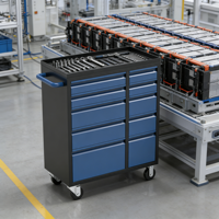 Armoire à outils roulante industrielle à 10 tiroirs avec support OEM, glissières à billes et roulettes robustes pour mécaniciens