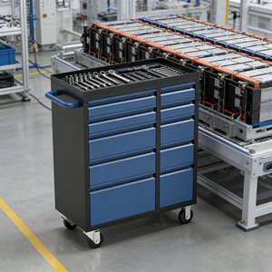 10 दराज उपकरण ट्रॉली स्टील उपकरण बॉक्स व्हील पर मोबाइल कार्यशाला भंडारण गाड़ी - Product Image 6